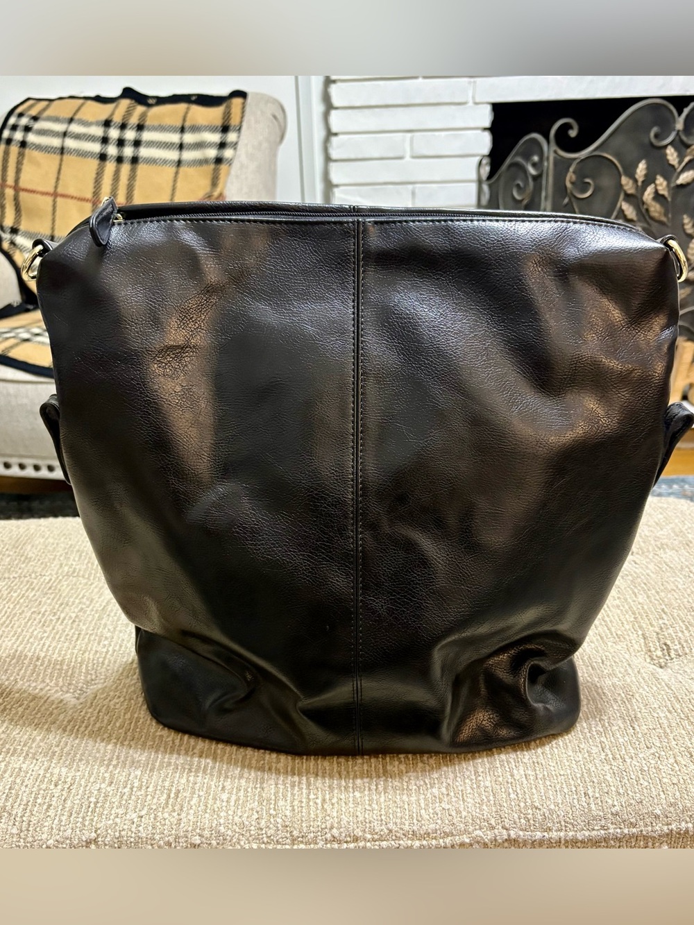 Black Pleather Backpack